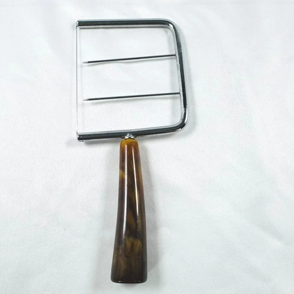 Vintage Tortoiseshell Brown Bakelite Handle Cheese Butter Slicer MCM Charcuterie